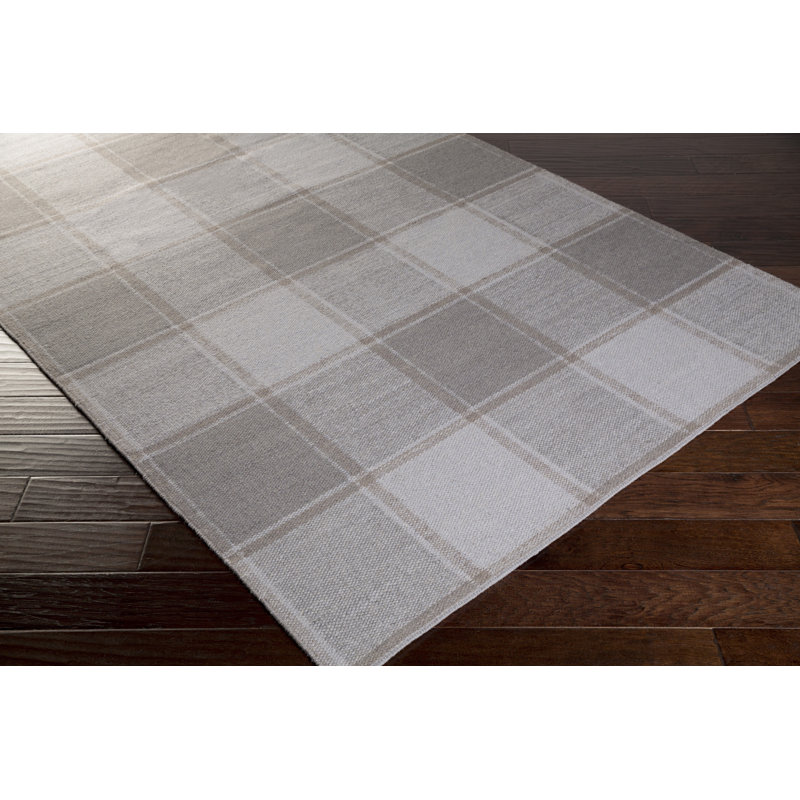 August Grove® Meyers Plaid Handmade Flatweave Wool Gray Area Rug
